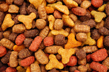 macro of pet dry food background