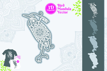 Bird Mandala SVG 3D Layered