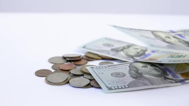 Bills trown to money stack