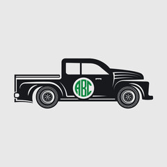 Truck Circle Monogram | Truck | Wheeler | Trucker | Truck Driver | Vintage Truck | Pickup Truck | St Patricks Day Truck