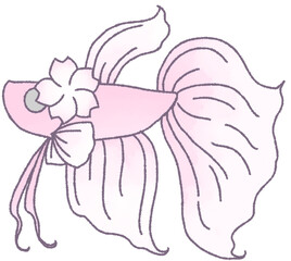 パステルカラーのベタと桜（桜色）