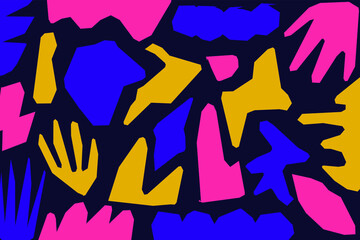 hand drawn illustration with abstract shape organic and nature background and pattern seamless