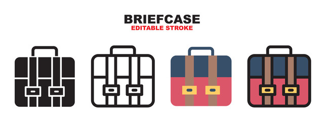 Briefcase icon set with different styles. Editable stroke and pixel perfect. Can be used for web, mobile, ui and more.