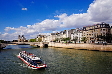 seine river with cruise boat