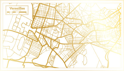 Versailles France City Map in Retro Style in Golden Color. Outline Map.