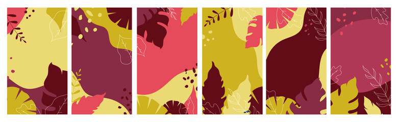 Fototapeta na wymiar jungle copy space illustration in warm tone color. vector design for text, quotes, copy text, etc. on social media, websites, cards, and much more. modern nature illustration collection.
