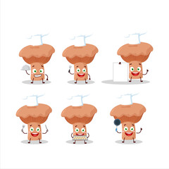 Cartoon character of niscalo with various chef emoticons