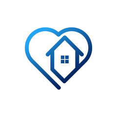 Home with heart shape Logo Icon Vector design illustration. Home with Love logo icon design concept vector template. Trendy House with heart shape icon design for website, symbol, logo, sign, app, UI