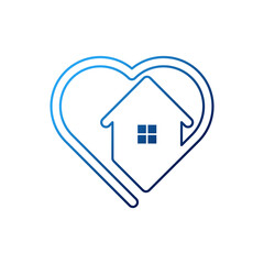Home with heart shape Logo Icon Vector design illustration. Home with Love logo icon design concept vector template. Trendy House with heart shape icon design for website, symbol, logo, sign, app, UI