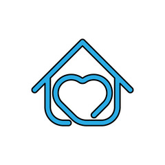 Home with heart shape Logo Icon Vector design illustration. Home with Love logo icon design concept vector template. Trendy House with heart shape icon design for website, symbol, logo, sign, app, UI