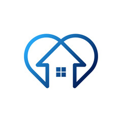 Stay at Home Logo Icon Vector design illustration. Home with Love icon design concept. Home with heart shape icons shows messages 