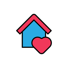 Stay at Home Logo Icon Vector design illustration. Home with Love icon design concept. Home with heart shape icons shows messages 