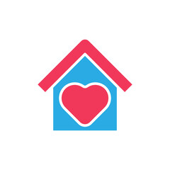 Stay at Home Logo Icon Vector design illustration. Home with Love icon design concept. Home with heart shape icons shows messages 