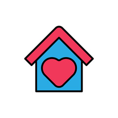 Stay at Home Logo Icon Vector design illustration. Home with Love icon design concept. Home with heart shape icons shows messages 
