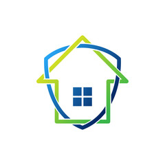 Home Security Logo Icon vector design illustration. Home Security with Shield Logo icon design concept for House and Real Estate. Smart House Secure design for website, symbol, logo, icon, app, UI.