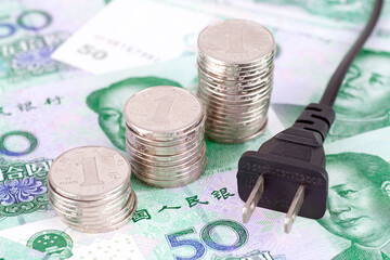 China currency and charging plug