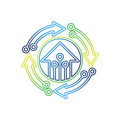 Smart Home Connection Icon Logo Vector design illustration. Smart home logo icon with wireless connection concept. Trendy Smart House vector icon flat design for website, symbol, logo, sign, app, UI