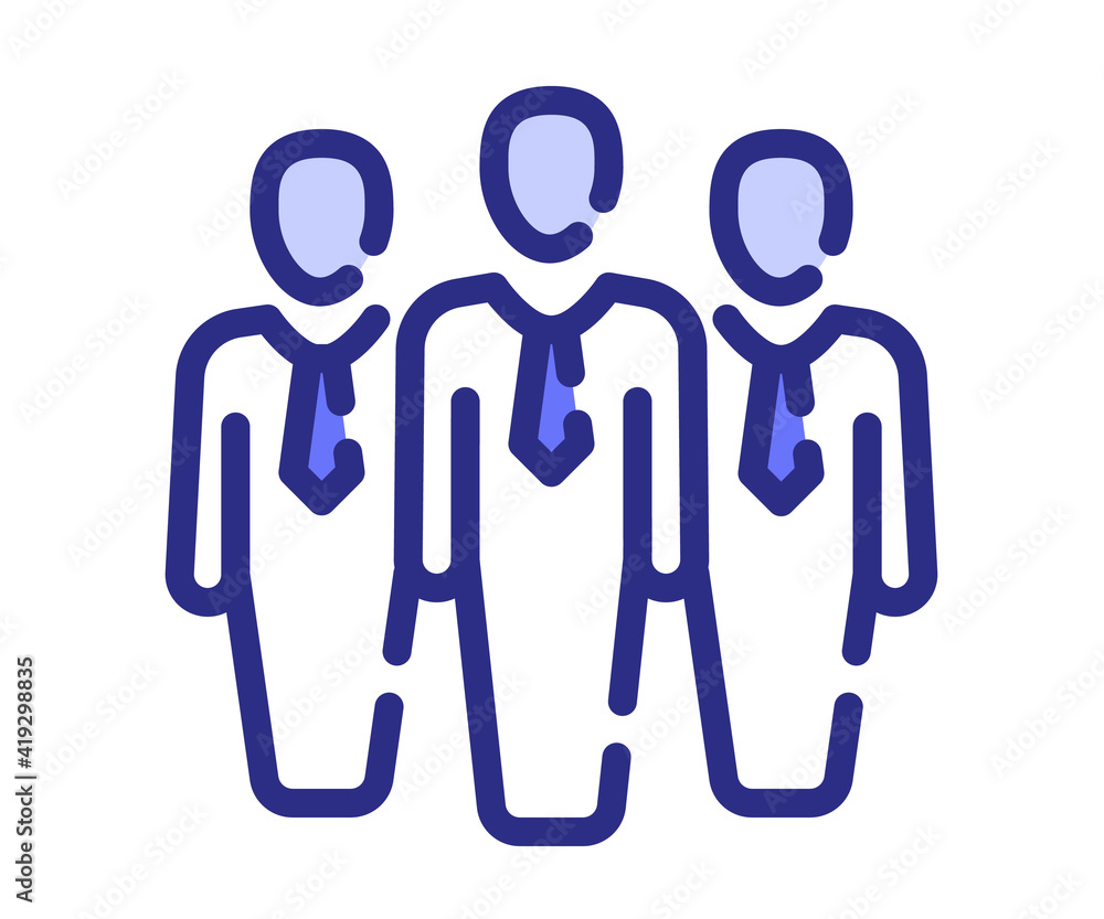 Poster group team leader single isolated icon with dash or dashed line style