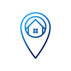 Home Logo icon vector design illustration. House with Location design concept for Home, Real Estate, Building, Apartment, construction and architecture business. Modern Home Location design concept.
