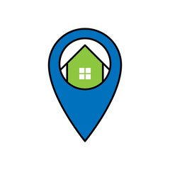 Home Logo icon vector design illustration. House with Location design concept for Home, Real Estate, Building, Apartment, construction and architecture business. Modern Home Location design concept.