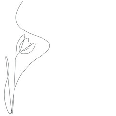 Spring flower line drawing, vector illustration