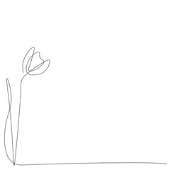 Spring flower line drawing, vector illustration