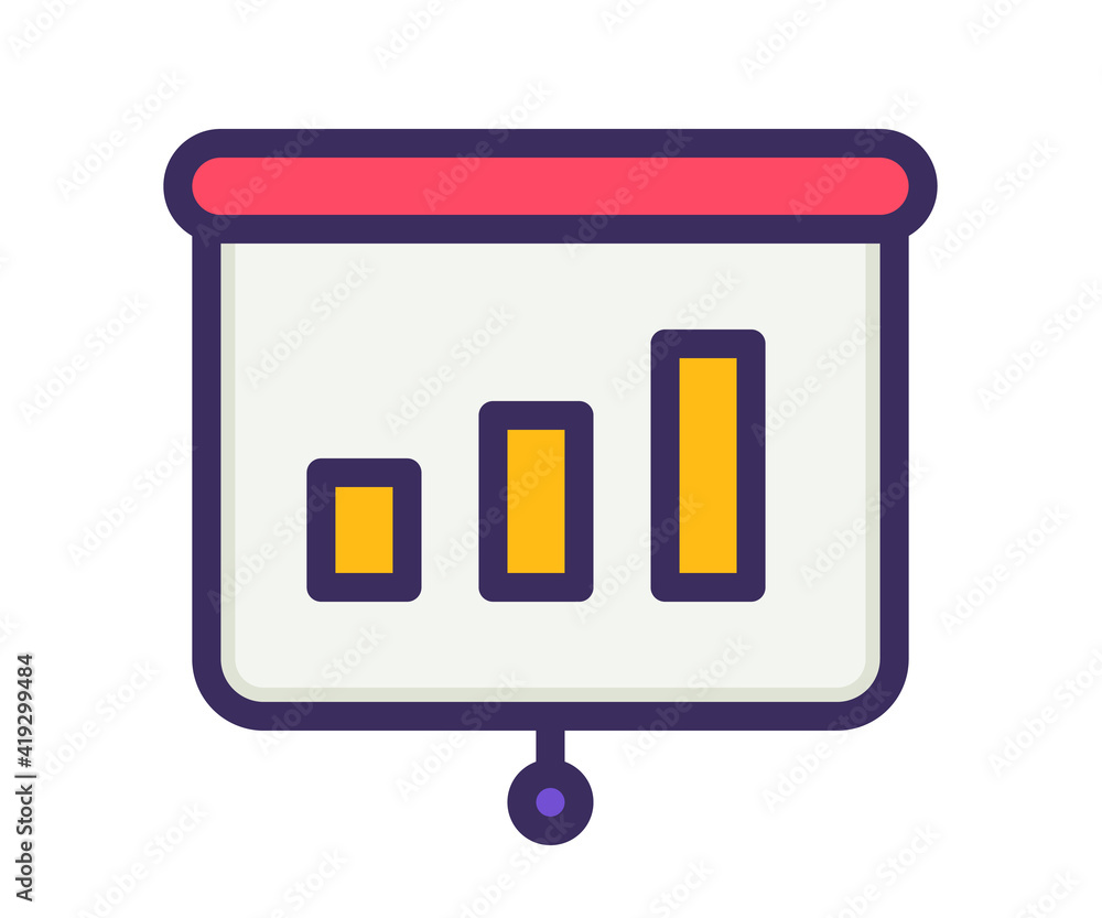 Poster meeting presentation bar chart single isolated icon with filled line style