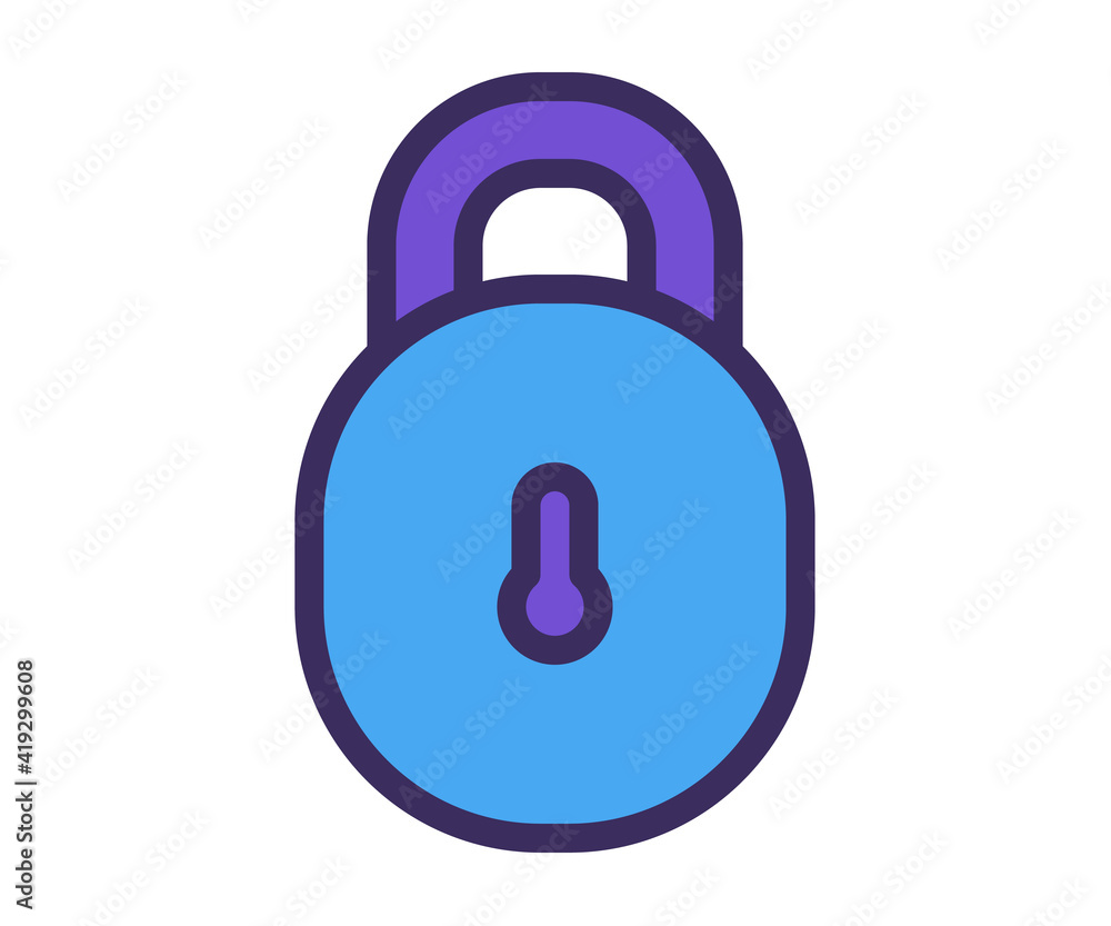 Poster lock security padlock single isolated icon with filled line style