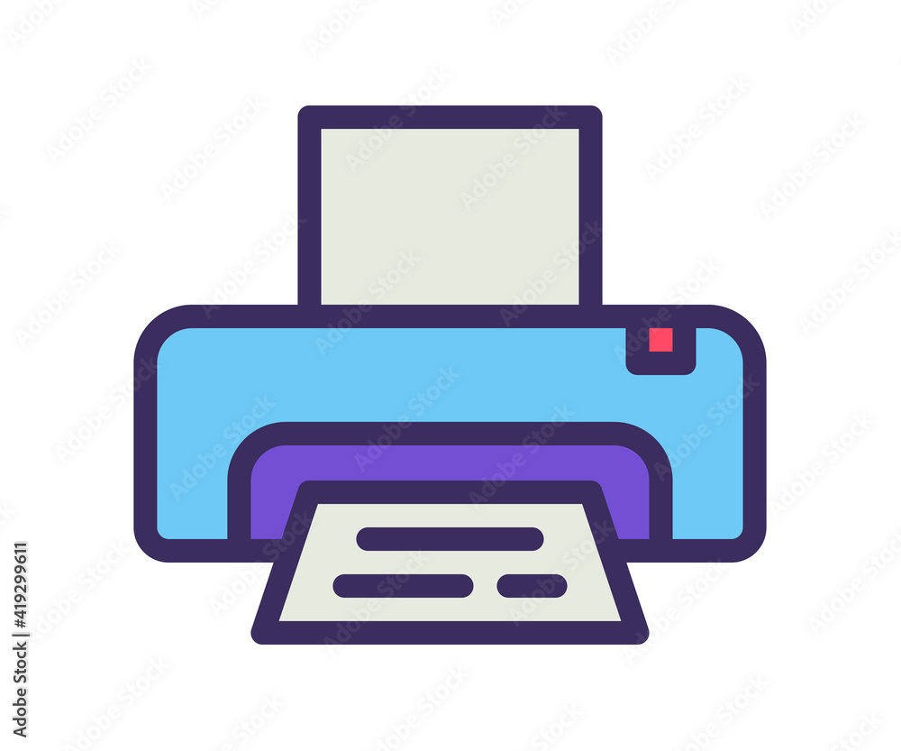 Poster printer office print single isolated icon with filled line style