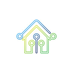 Smart Home Connection Icon Logo Vector design illustration. Smart home logo icon with wireless connection concept. Trendy Smart House vector icon flat design for website, symbol, logo, sign, app, UI