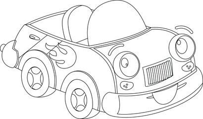 Coloring Page Outline Of Cartoon Car.  transport for children. Vector. Coloring book for kids