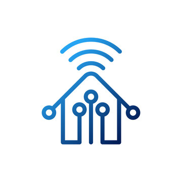 Smart Home Connection Icon Logo Vector design illustration. Smart home logo icon with wireless connection concept. Trendy Smart House vector icon flat design for website, symbol, logo, sign, app, UI