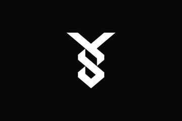 Fototapeta YS logo letter design on luxury background. SY logo monogram initials letter concept. YS icon logo design. SY elegant and Professional letter icon design on black background. Y S SY YS obraz