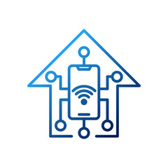 Smart Home Connection Icon Logo Vector design illustration. Smart home logo icon with wireless connection concept. Trendy Smart House vector icon flat design for website, symbol, logo, sign, app, UI