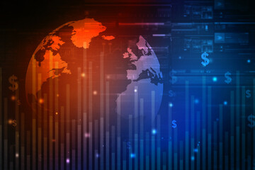 2d rendering Stock market online business concept. business Graph 