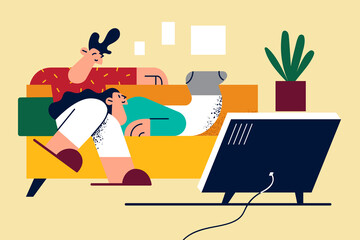 Spending time together in family, home leisure concept