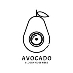 Avocado camera - Photography logo concept - avocado icon with a lens symbolizing the food photographer logo