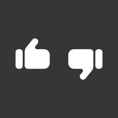 Thumb Up and Thumb Down icon on grey background