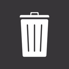 Trash can icon on grey background