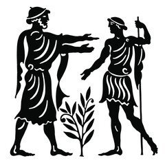 Background in the Greek style.