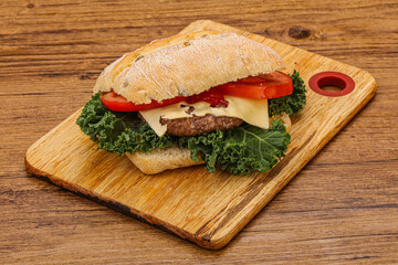 Italian ciabatta bread with burger
