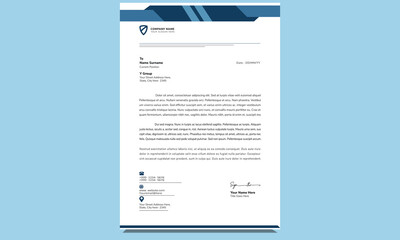 Modern newest corporate professional creative fresh business letterhead template design with clean blue shapes.   