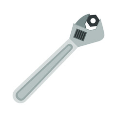 Wrench and nut on white background, sign for design, vector illustration