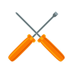 Two screwdrivers on a white background, sign for design, vector illustration