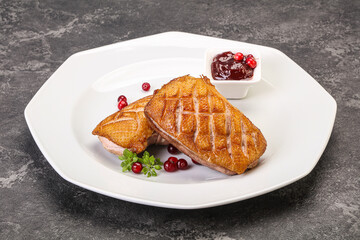 Roasted duck breast with sauce