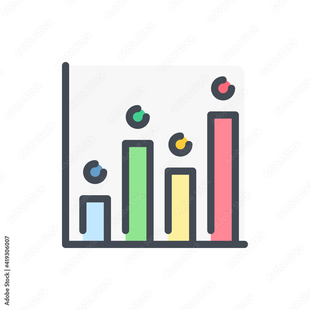 Poster chart color line icon. graph vector outline colorful sign.