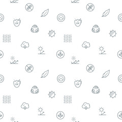 Seamless pattern with packaging symbol and recycling icon on white background. Included the icons as organic, fresh, natural, vegan, zero waste, fabric And Other Elements.