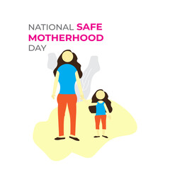 11th april national safe motherhood day vector illustration vector template. national motherhood day icon,logo,illustration, tshirt design.Happy Mother with daughter and son. Mother's day card. Vector