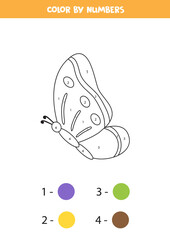 Color cute butterfly by numbers. Transportation worksheet.