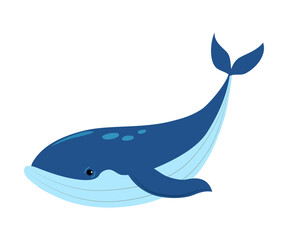Whale as Sea Animal Floating Underwater Vector Illustration